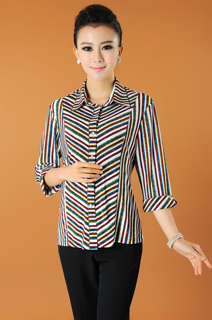 女士條紋襯衫定做